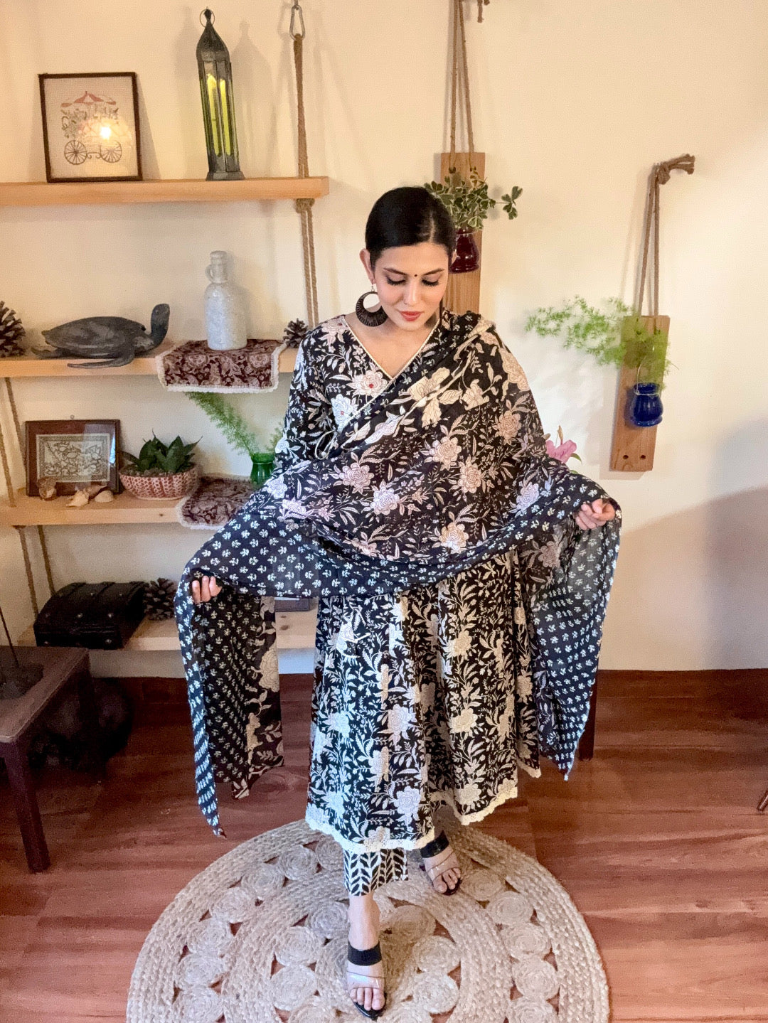 Tahirah Black Cotton Suit | Param Iqbal 