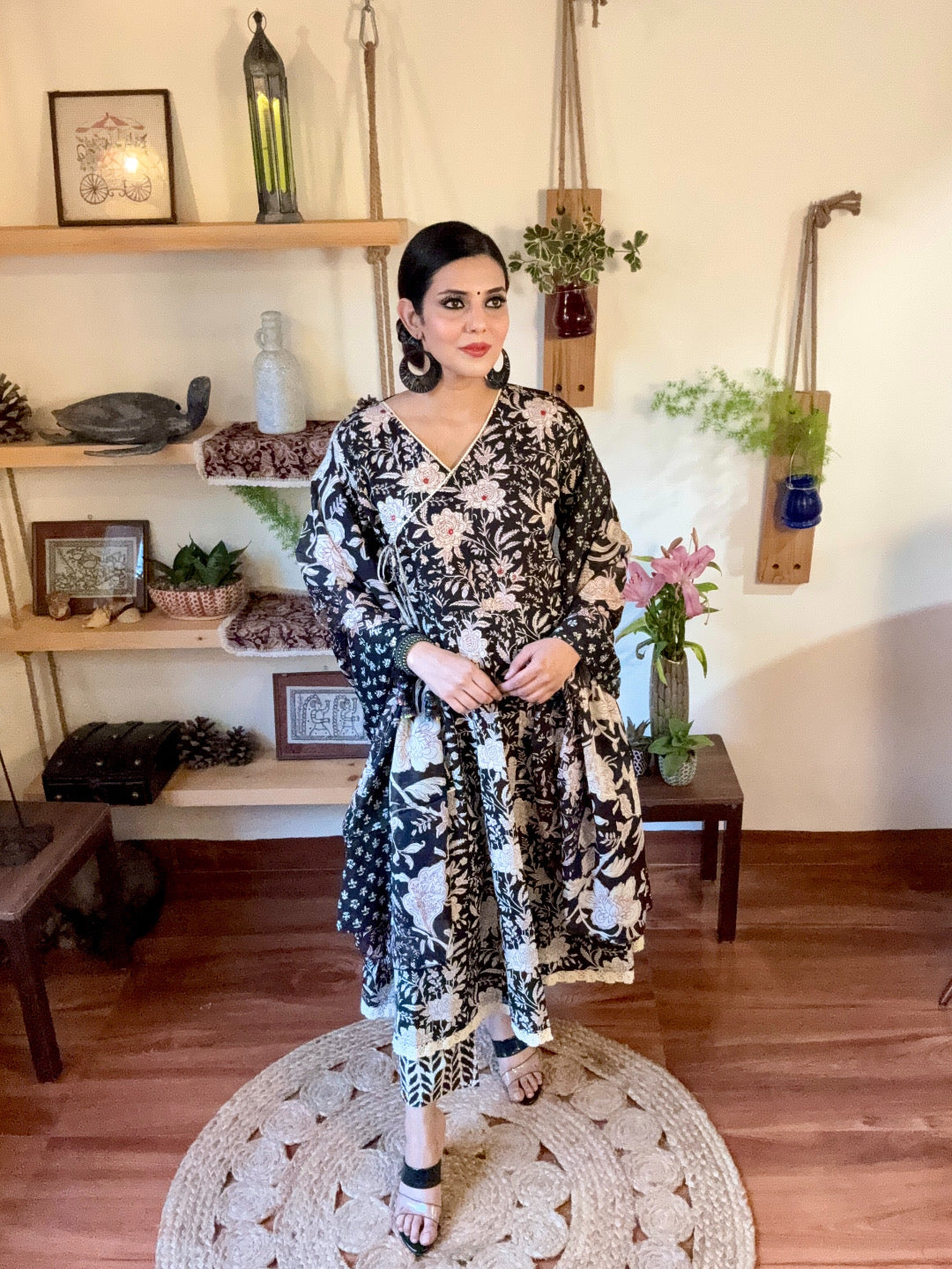 Tahirah Black Cotton Suit | Param Iqbal 