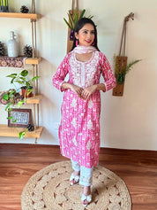 Gulrukh Pink Cotton Suit