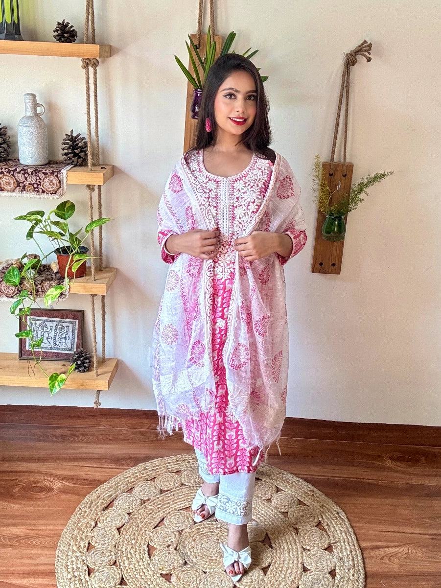 Gulrukh Pink Cotton Suit