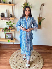 Shahnaz Blue Cotton Suit | Param Iqbal 