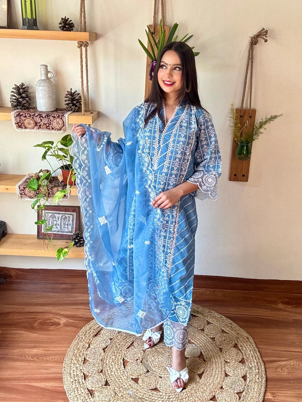 Shahnaz Blue Cotton Suit | Param Iqbal 