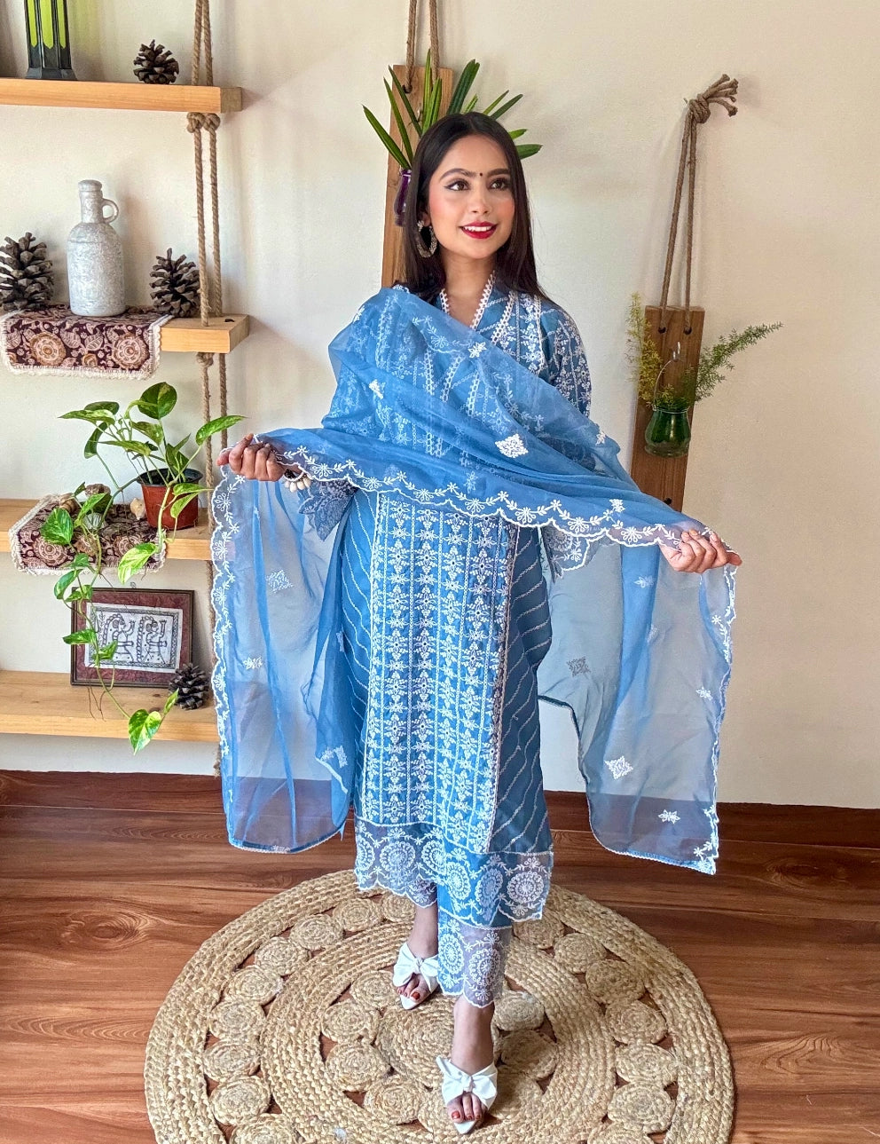 Shahnaz Blue Cotton Suit | Param Iqbal 