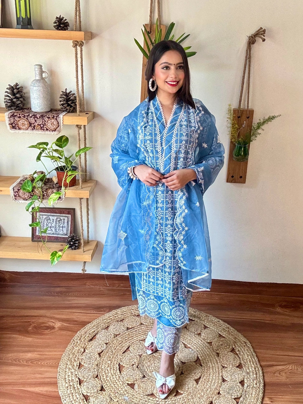 Shahnaz Blue Cotton Suit | Param Iqbal 