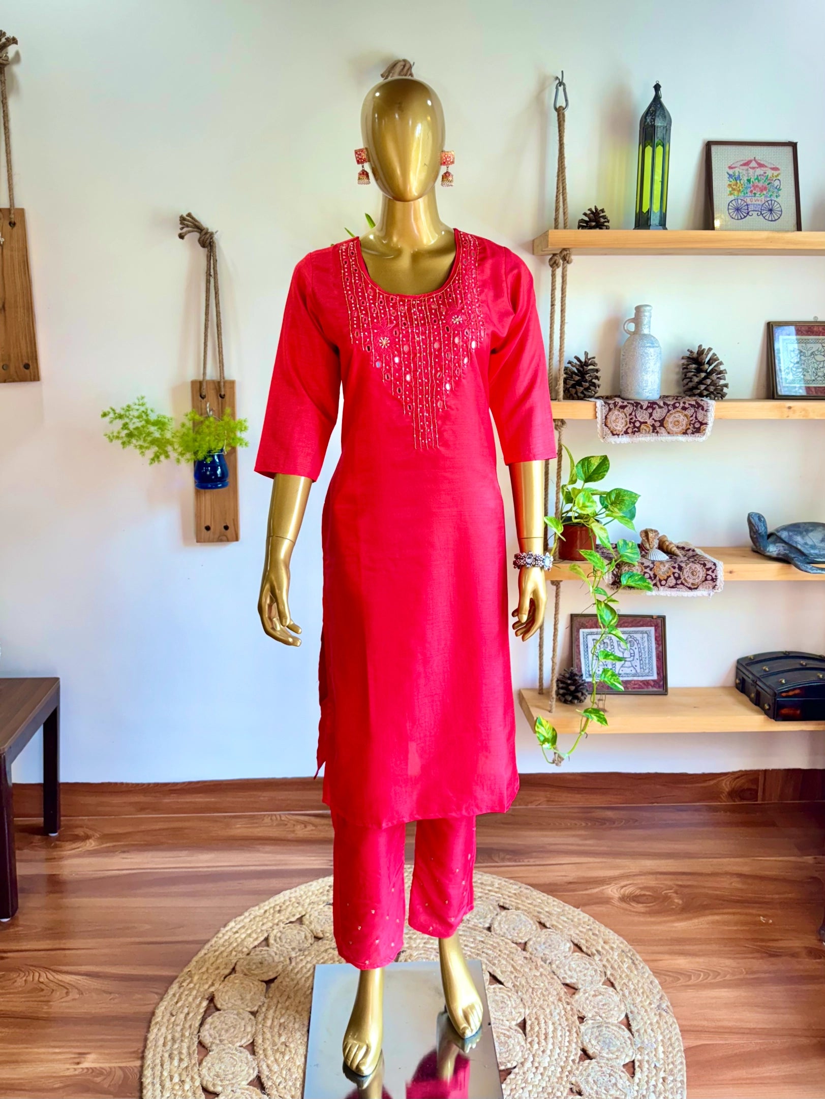 Mehreen Red Silk Suit