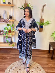 Rania Black Cotton Suit