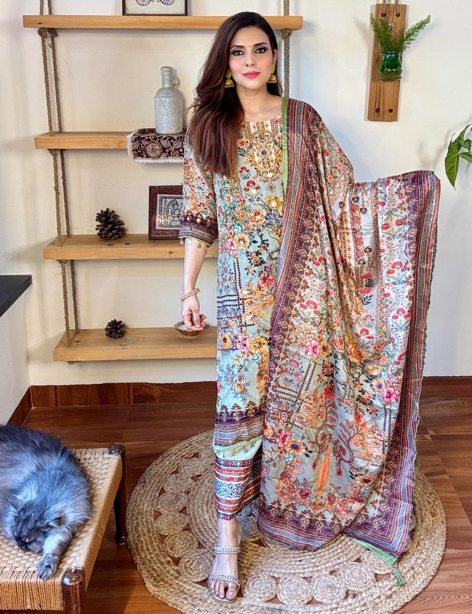 Umaiza Sea Green Crepe Suit | Param Iqbal