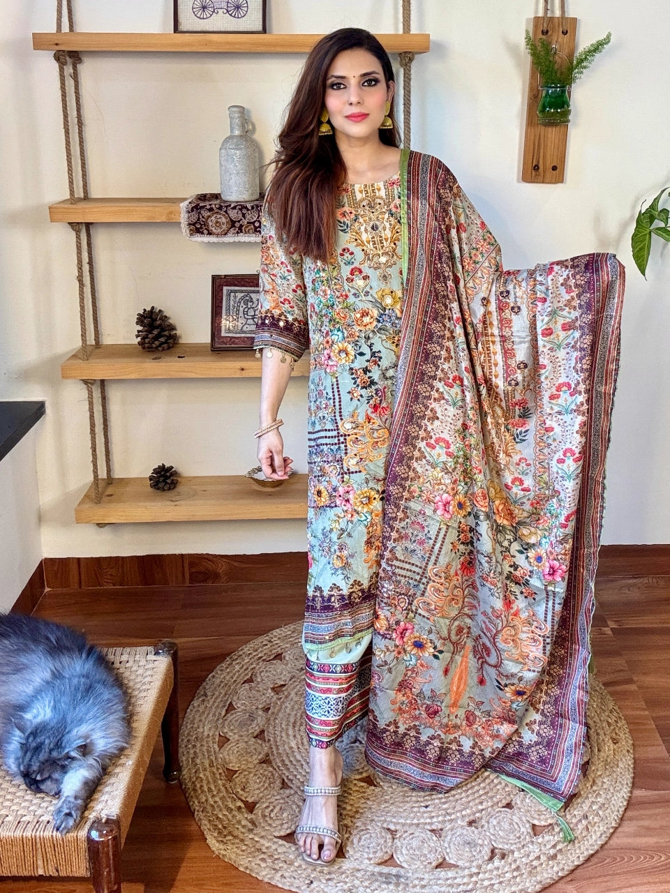 Umaiza Sea Green Crepe Suit | Param Iqbal