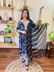 Rania Black Cotton Suit | Param Iqbal 
