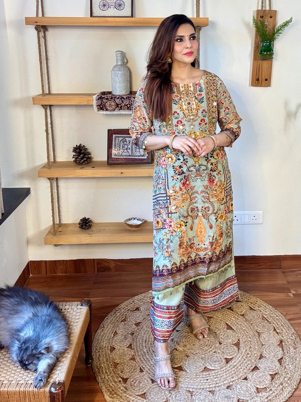 Umaiza Sea Green Crepe Suit | Param Iqbal