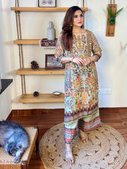 Umaiza Sea Green Crepe Suit | Param Iqbal