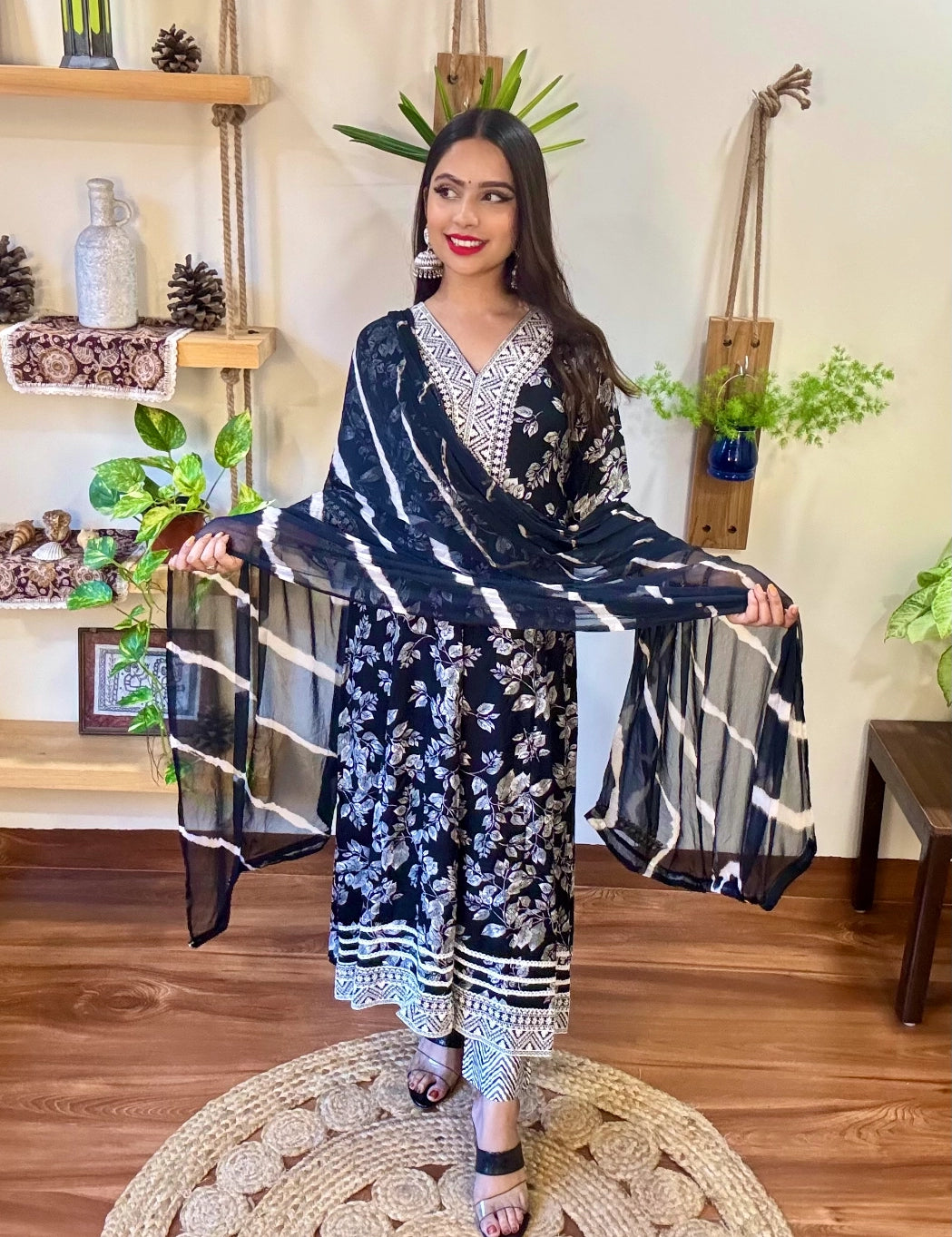Rania Black Cotton Suit | Param Iqbal 