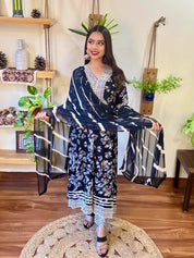 Rania Black Cotton Suit | Param Iqbal 