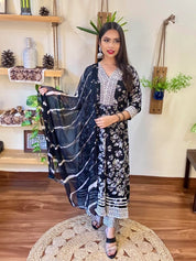 Rania Black Cotton Suit | Param Iqbal 