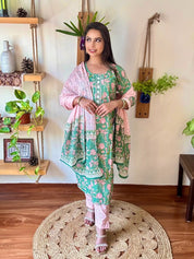 Haniya Green Cotton Suit | Param Iqbal 