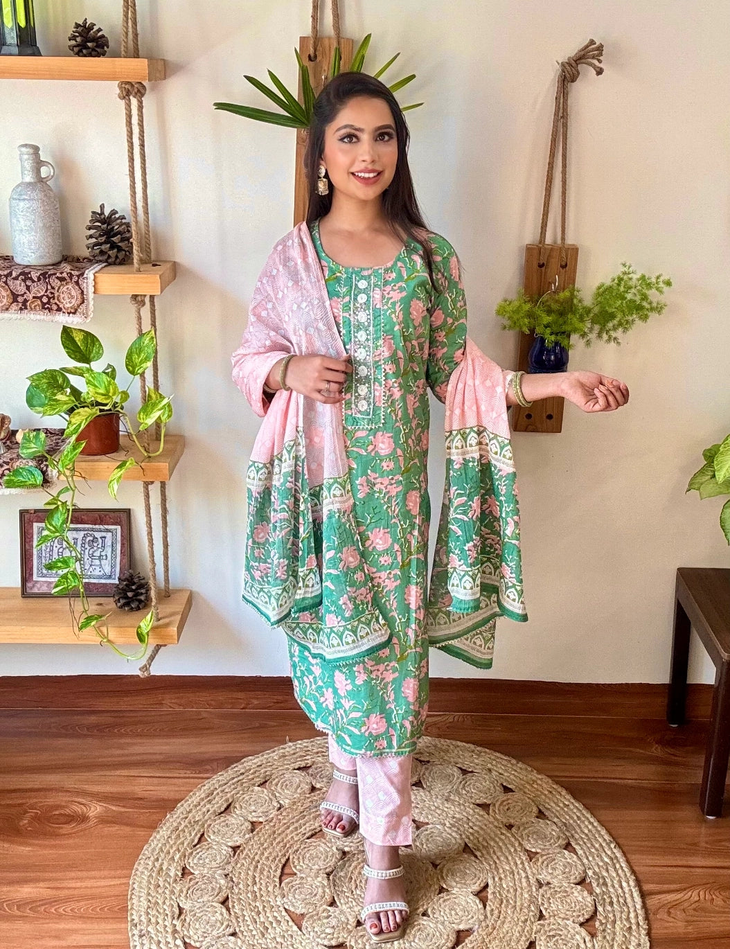 Haniya Green Cotton Suit | Param Iqbal 