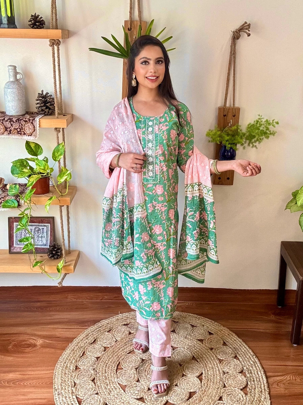 Haniya Green Cotton Suit | Param Iqbal 