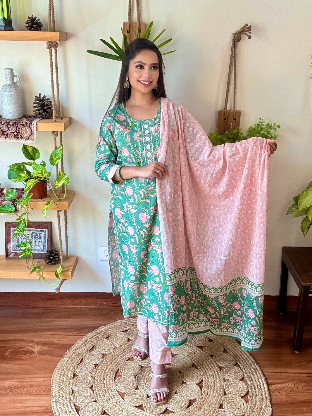 Haniya Green Cotton Suit | Param Iqbal 