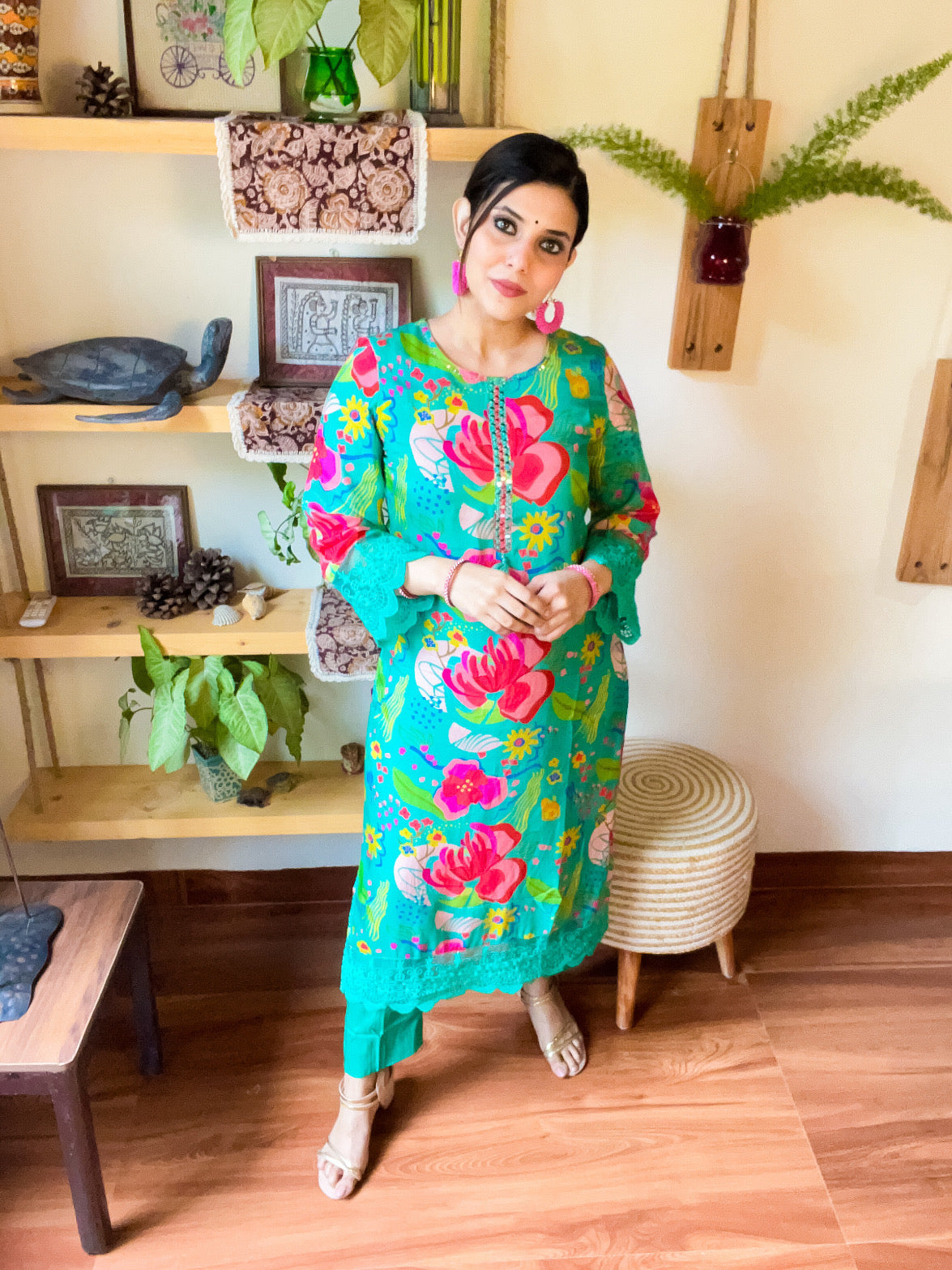 Anaya Turquoise Muslin Suit | param Iqbal