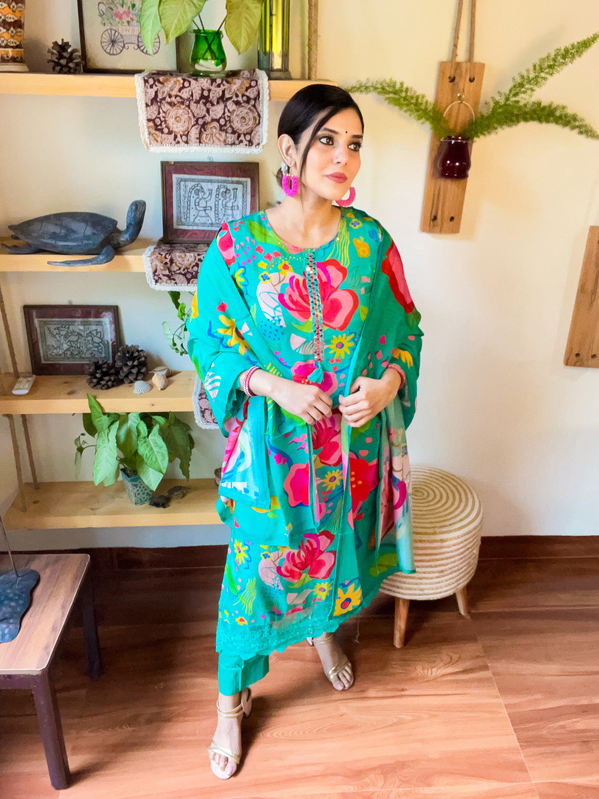 Anaya Turquoise Muslin Suit | param Iqbal
