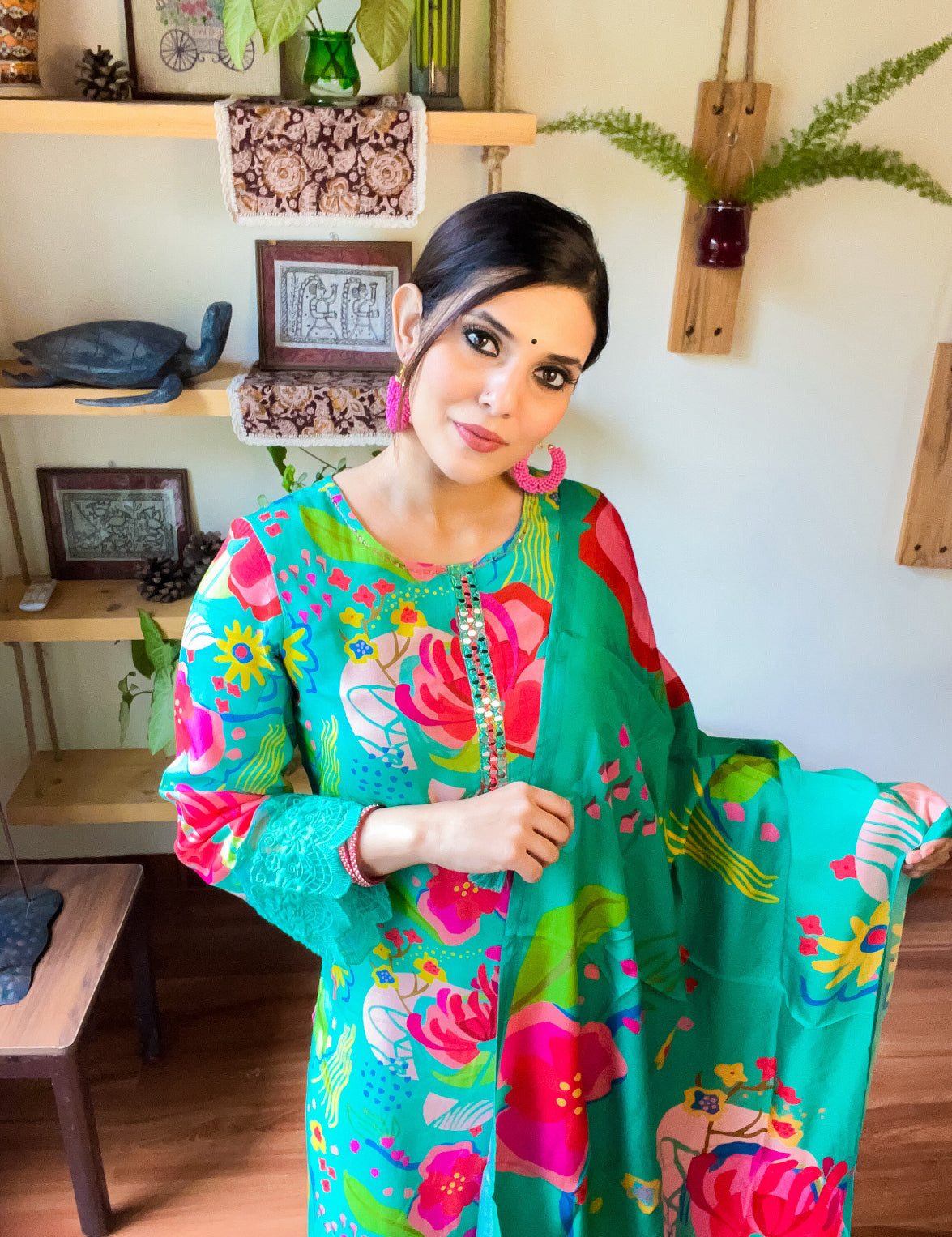 Anaya Turquoise Muslin Suit | param Iqbal