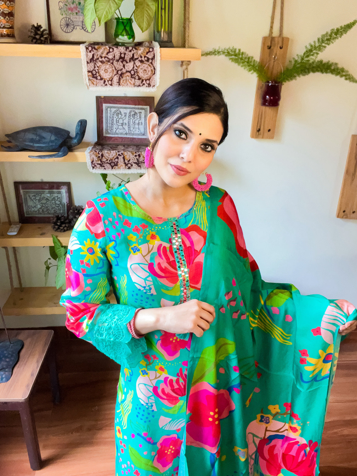 Anaya Turquoise Muslin Suit | param Iqbal