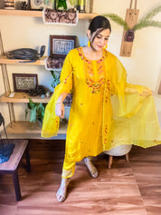 Noor Yellow Dola Silk Suit | Param Iqbal 