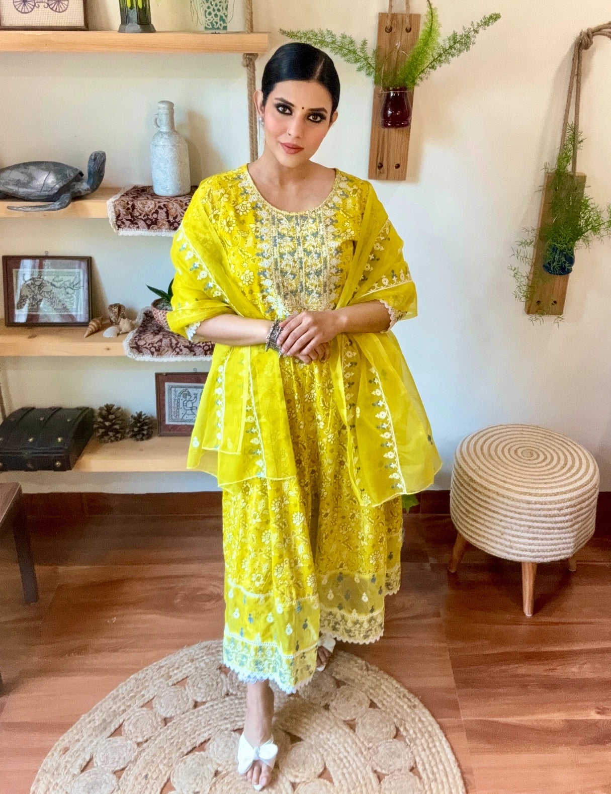 Leela Lime Green Cotton Suit | Param Iqbal