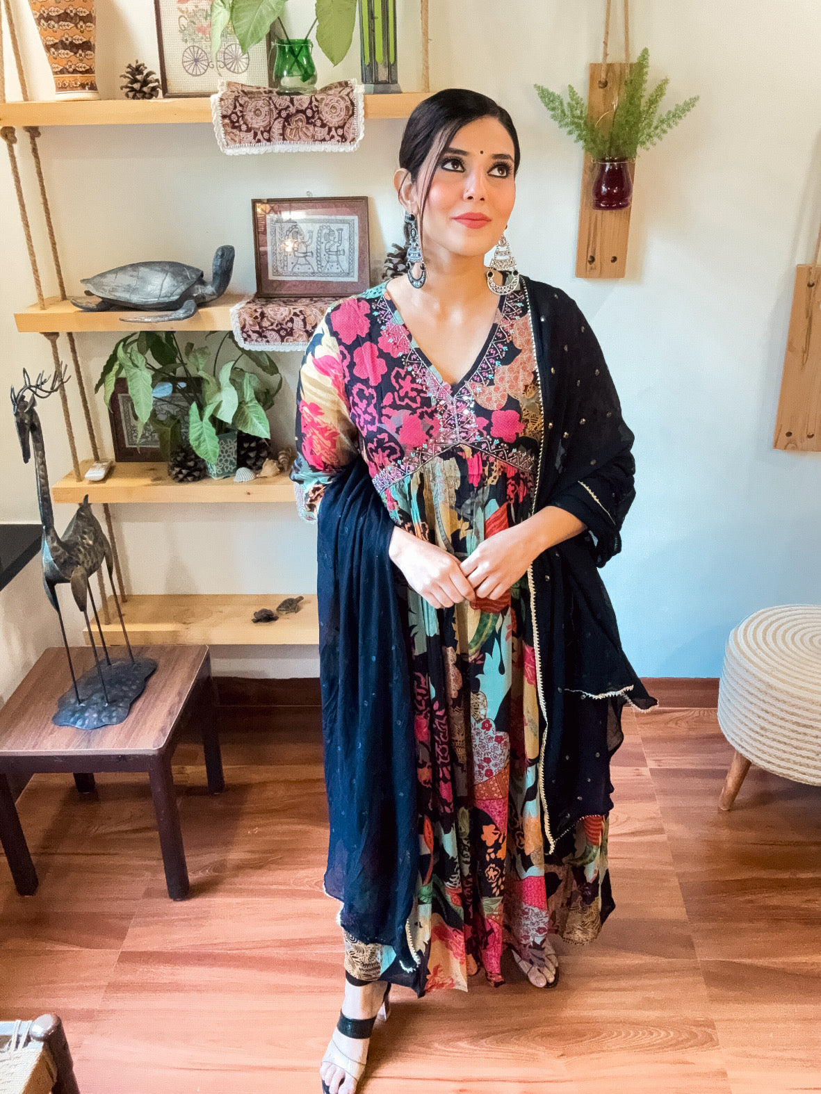 Muskaan Black Chinnon Suit | Param Iqbal 