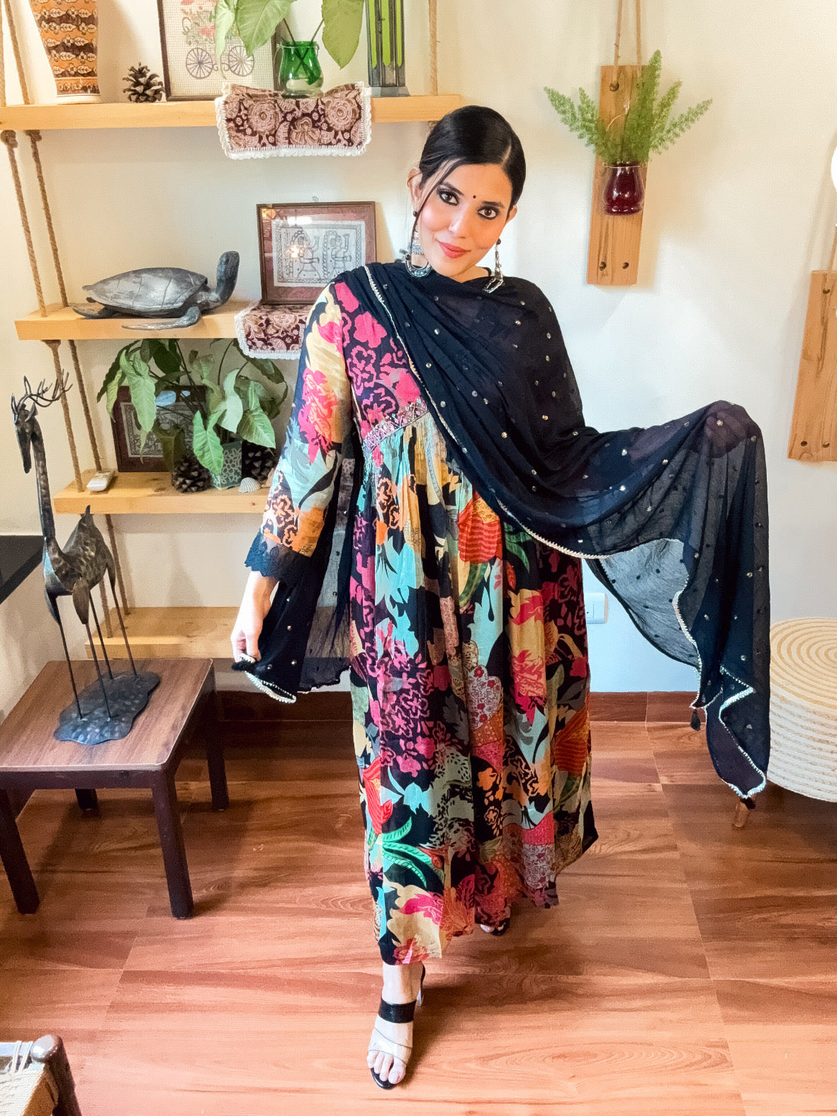 Muskaan Black Chinnon Suit | Param Iqbal 