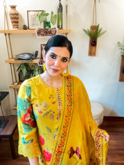 Yasmin Yellow Muslin Suit | Param Iqbal 