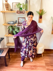Zohra Purple Chinnon Suit | Param Iqbal 