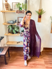 Zohra Purple Chinnon Suit | Param Iqbal 