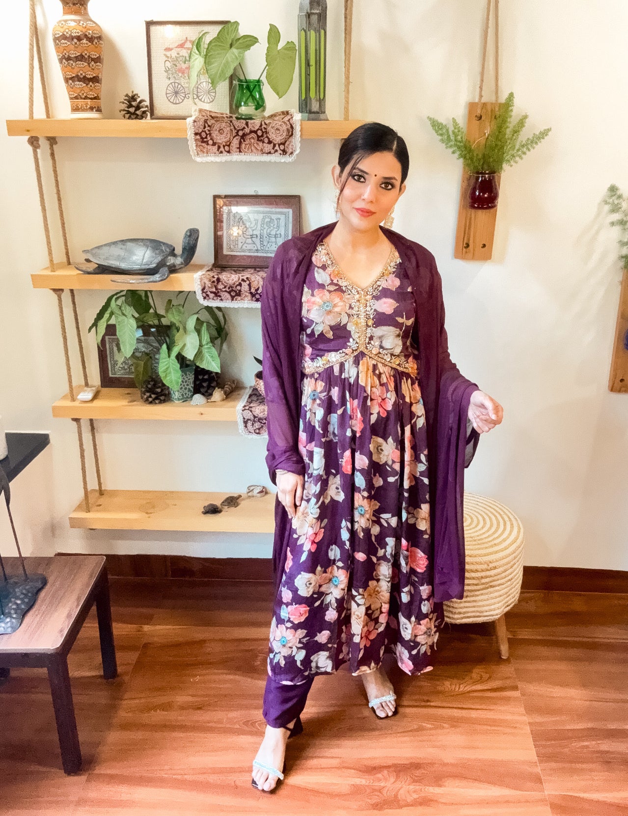 Zohra Purple Chinnon Suit | Param Iqbal 