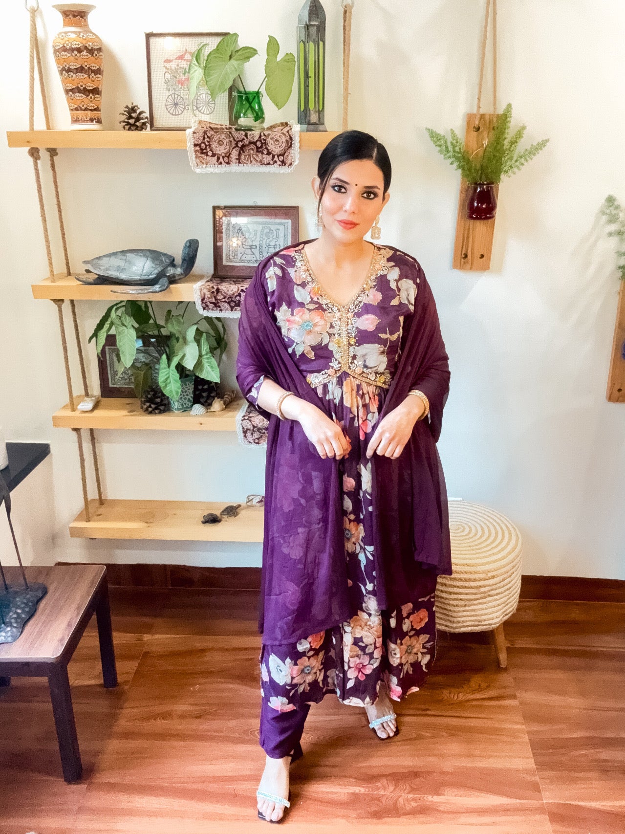 Zohra Purple Chinnon Suit | Param Iqbal 
