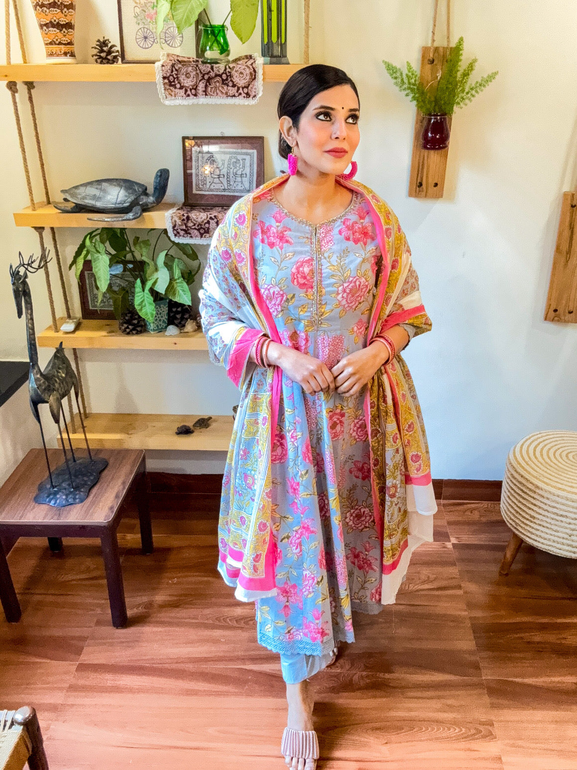 Sana Sky Blue Cotton Suit | param iqbal 