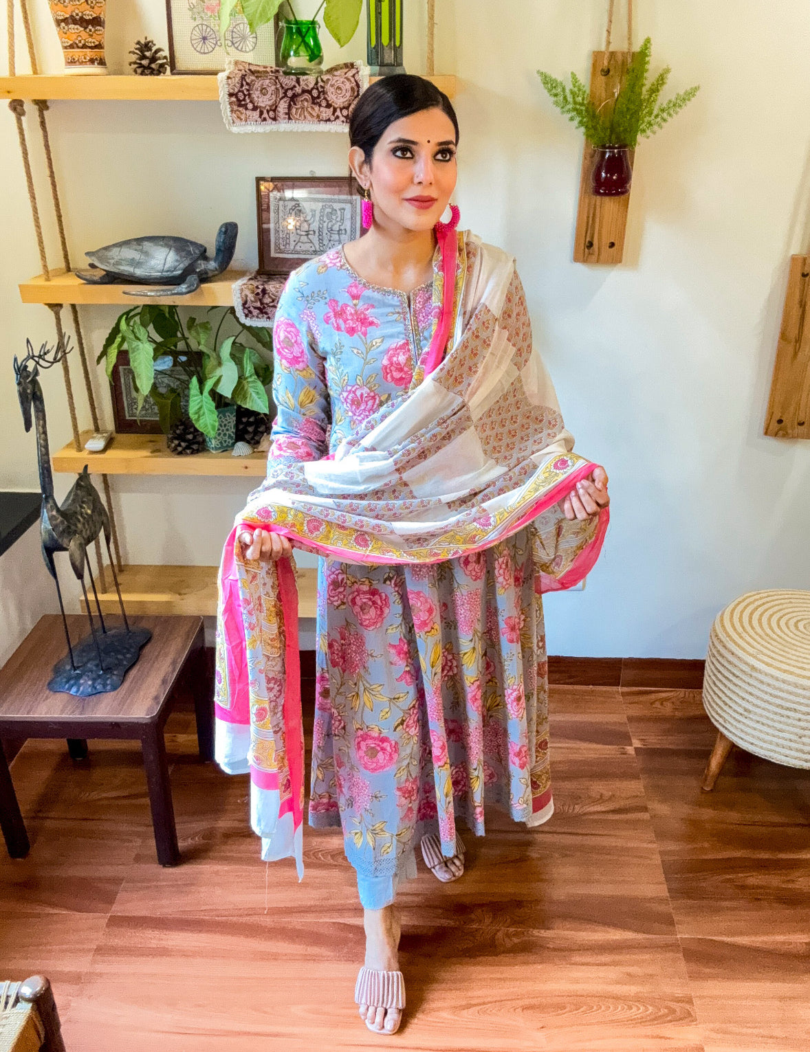 Sana Sky Blue Cotton Suit | param iqbal 