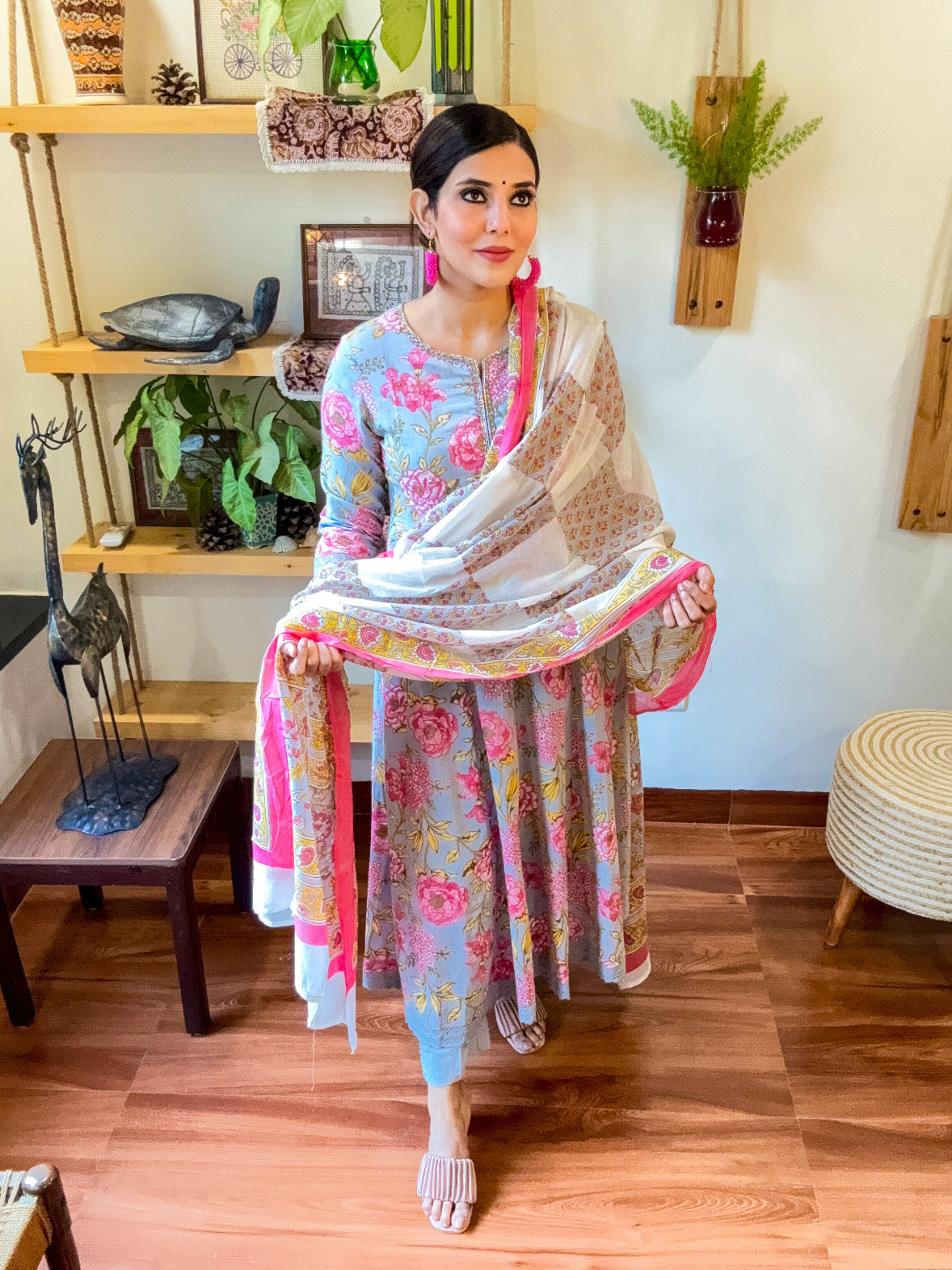 Sana Sky Blue Cotton Suit | param iqbal 