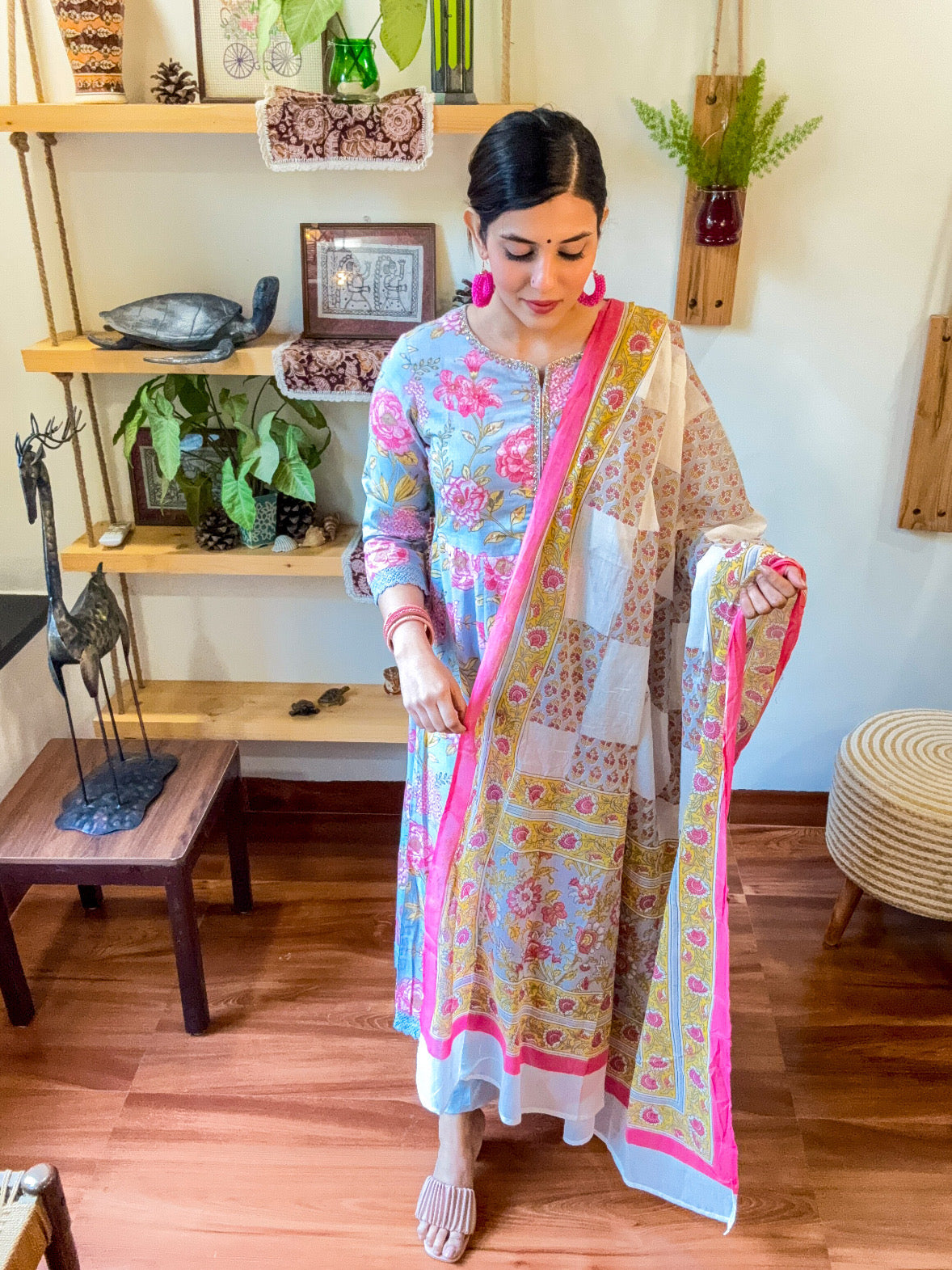 Sana Sky Blue Cotton Suit | param iqbal 