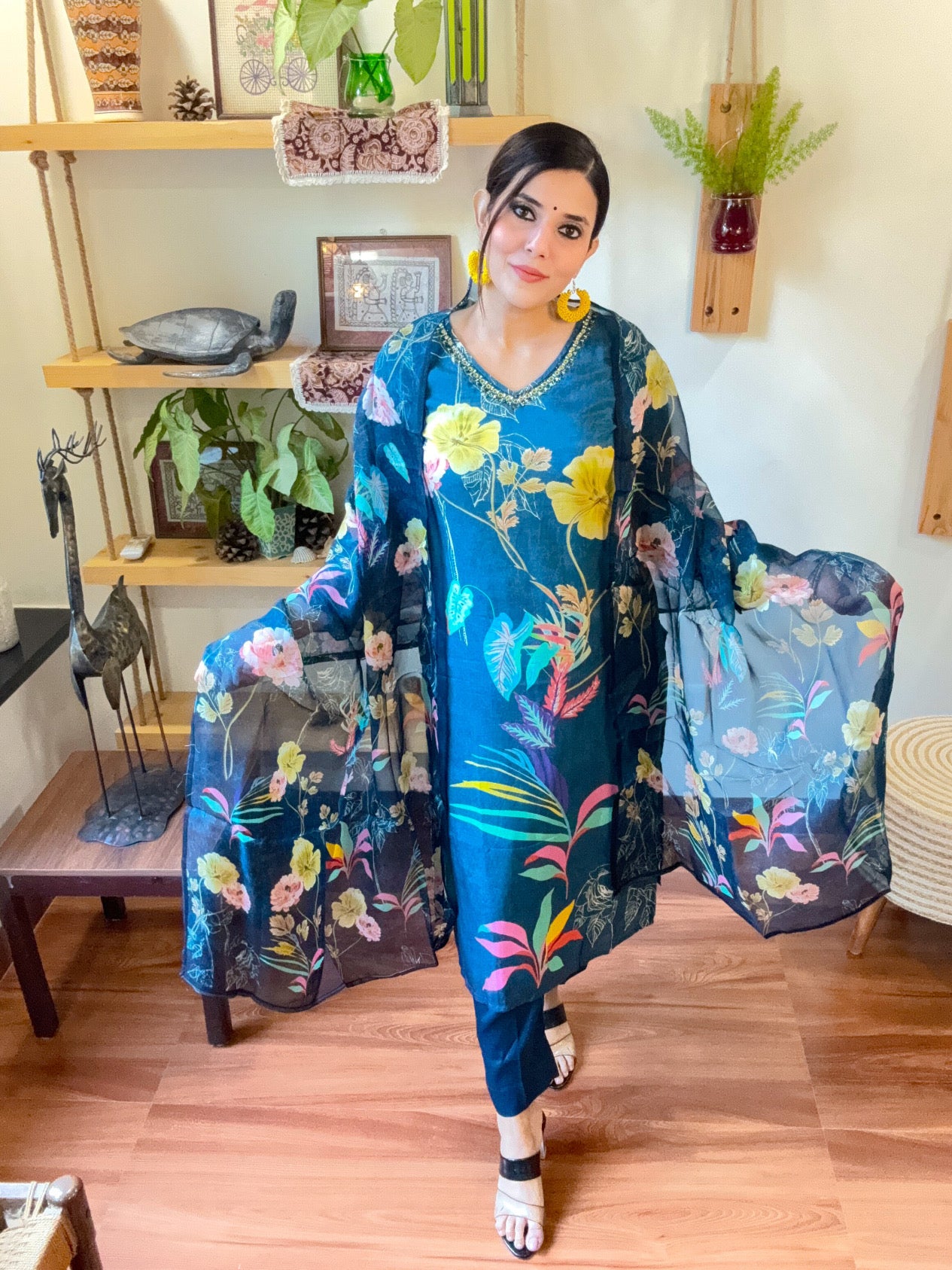 Qamara Cobalt Blue Muslin Suit | Param Iqbal 