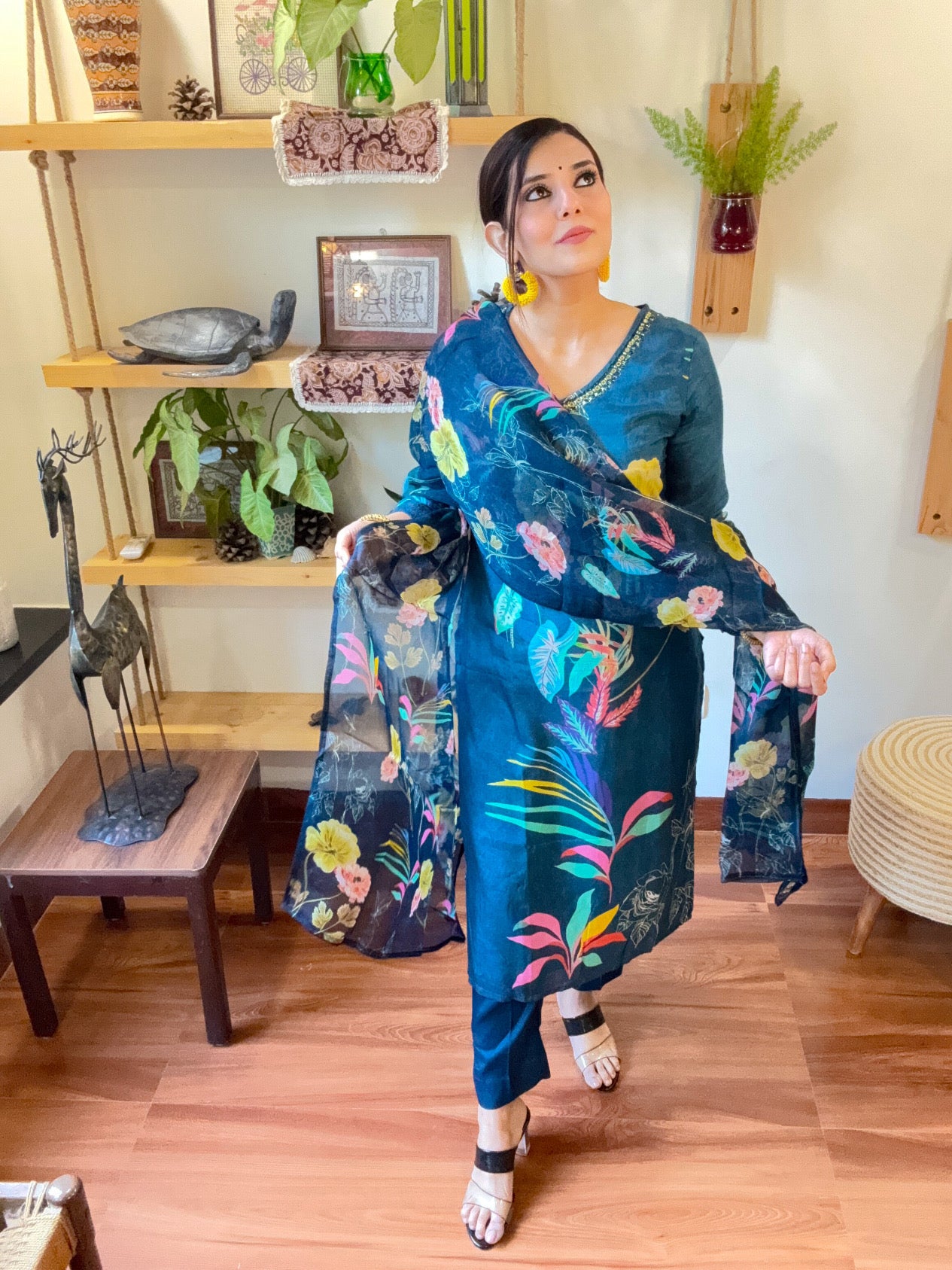 Qamara Cobalt Blue Muslin Suit | Param Iqbal 