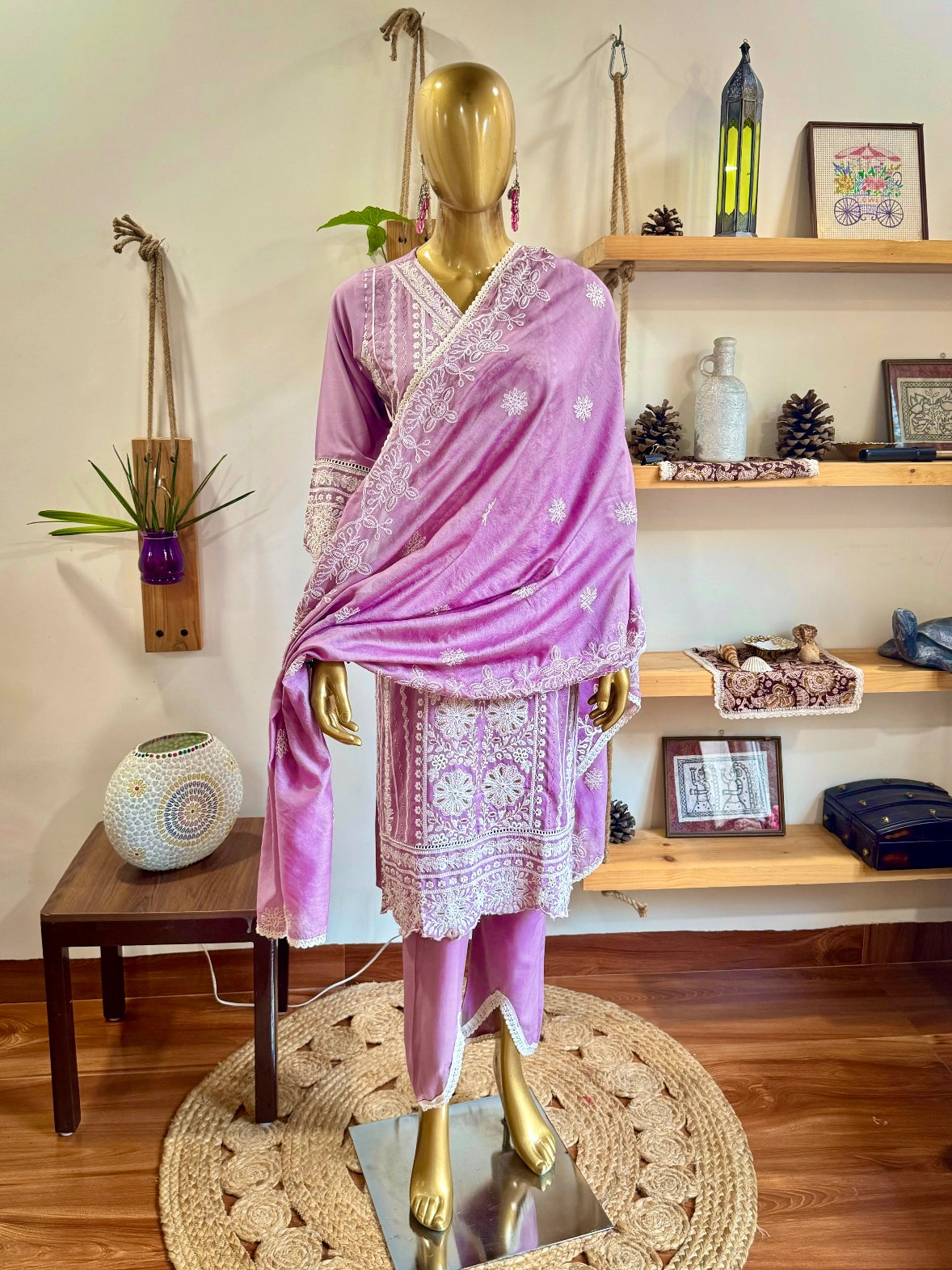 Gaurika Lavender Rayon suit | Param Iqbal