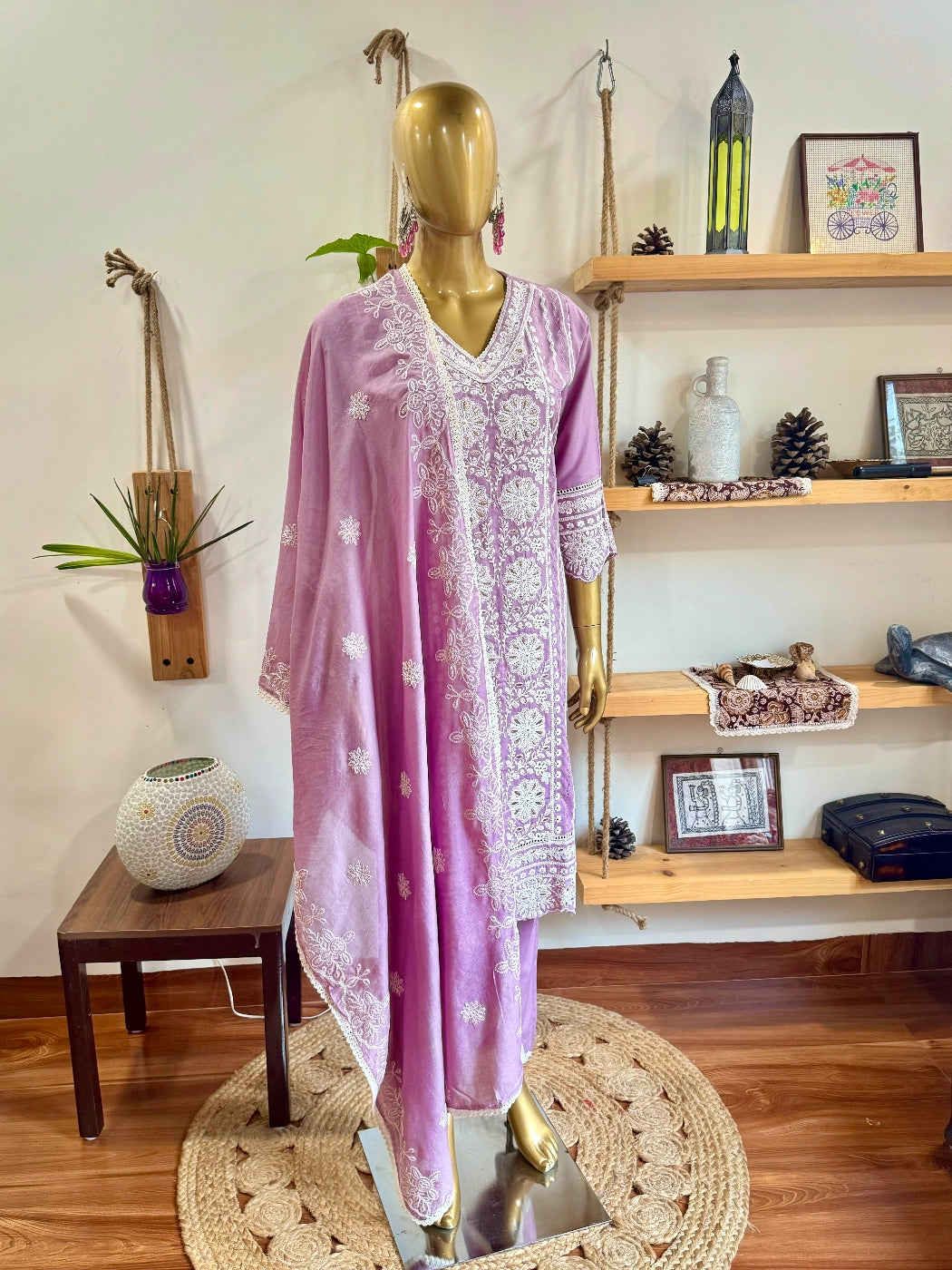 Gaurika Lavender Rayon suit | Param Iqbal