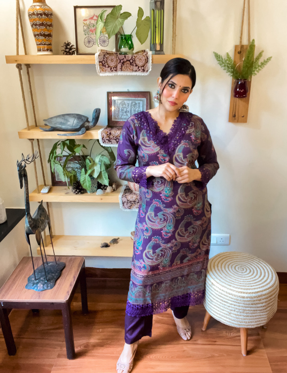 Rukhsana Purple Muslin Suit | Param Iqbal 