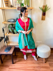 Nafisah Red Silk-Jacquard Suit | Param Iqbal 