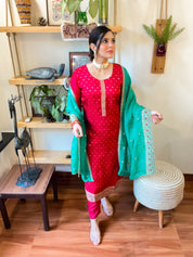 Nafisah Red Silk-Jacquard Suit | Param Iqbal 