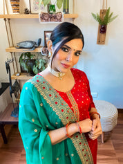 Nafisah Red Silk-Jacquard Suit | Param Iqbal 