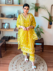 Saanvi Lime Green Cotton Suit | Param Iqbal