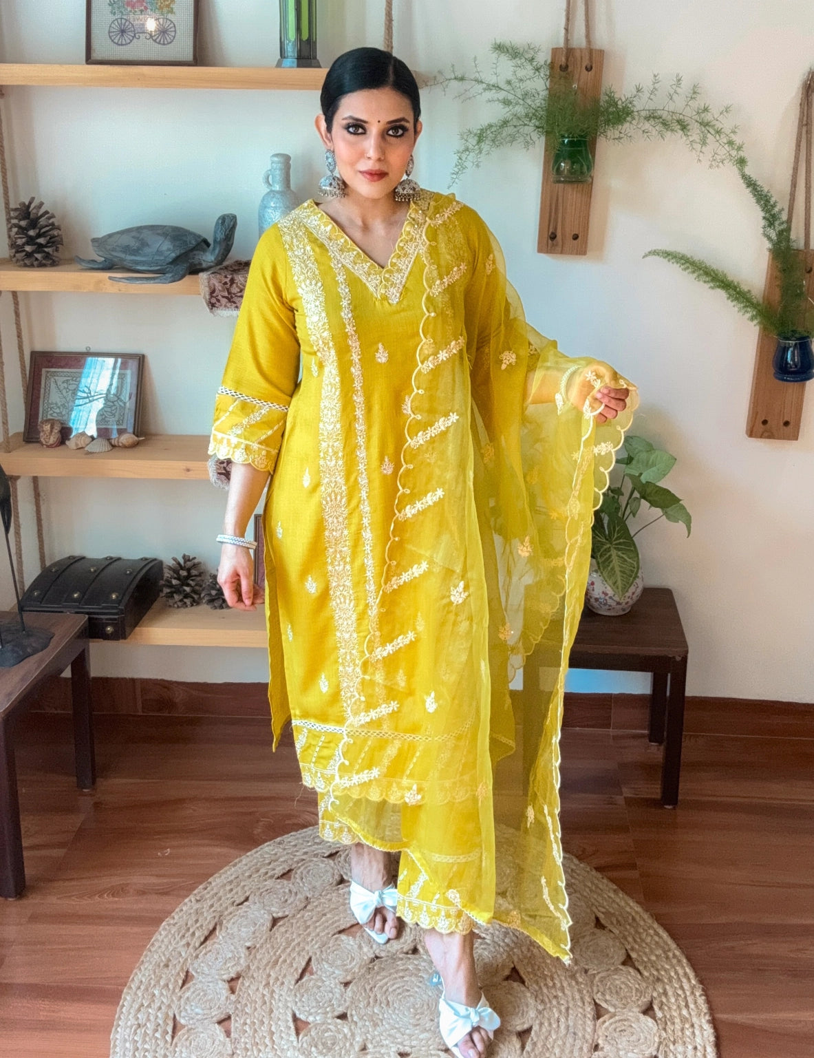 Saanvi Lime Green Cotton Suit | Param Iqbal