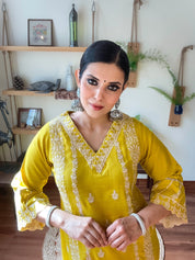 Saanvi Lime Green Cotton Suit | Param Iqbal